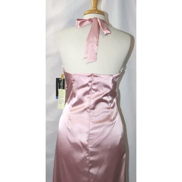 NoxAnabel #906 Satin Bridesmaid Formal Gown-Size L-DUSTY ROSE-NEW With Tags - Picture 4 of 7